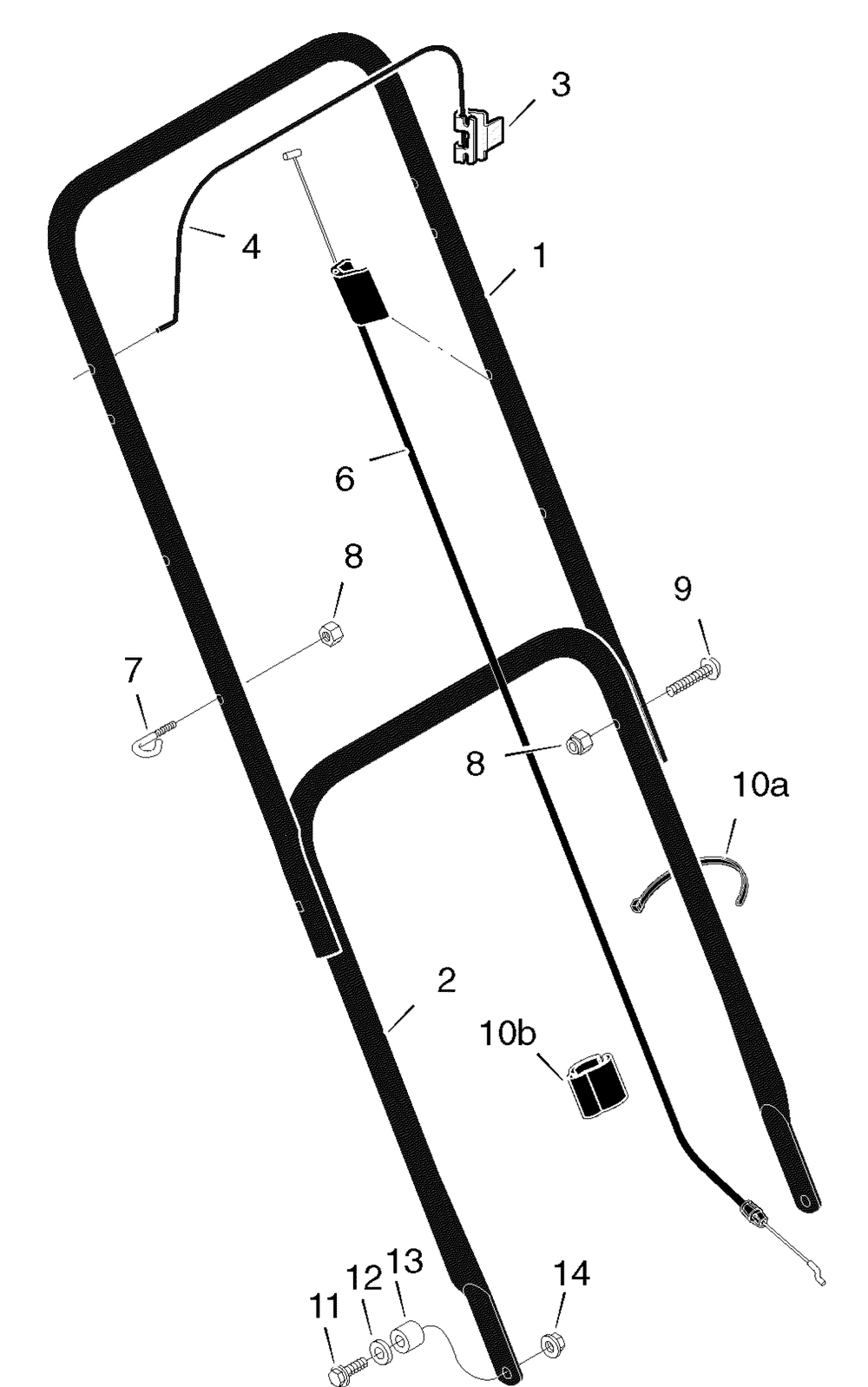 Handle Assembly Diagram and Parts List for 201010X24A 2004 Briggs and Stratton Lawn Mower